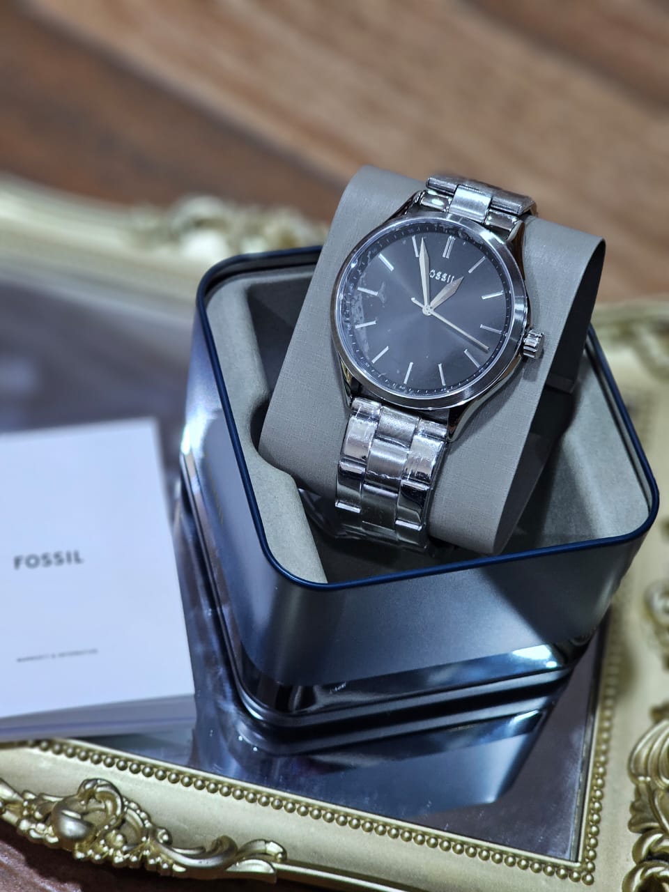 RELOJ FOSSIL BQM2401 FAJA DE ACERO INOXIDABLE COLOR PLATA Y CARATULA AZUL PARA HOMBRE