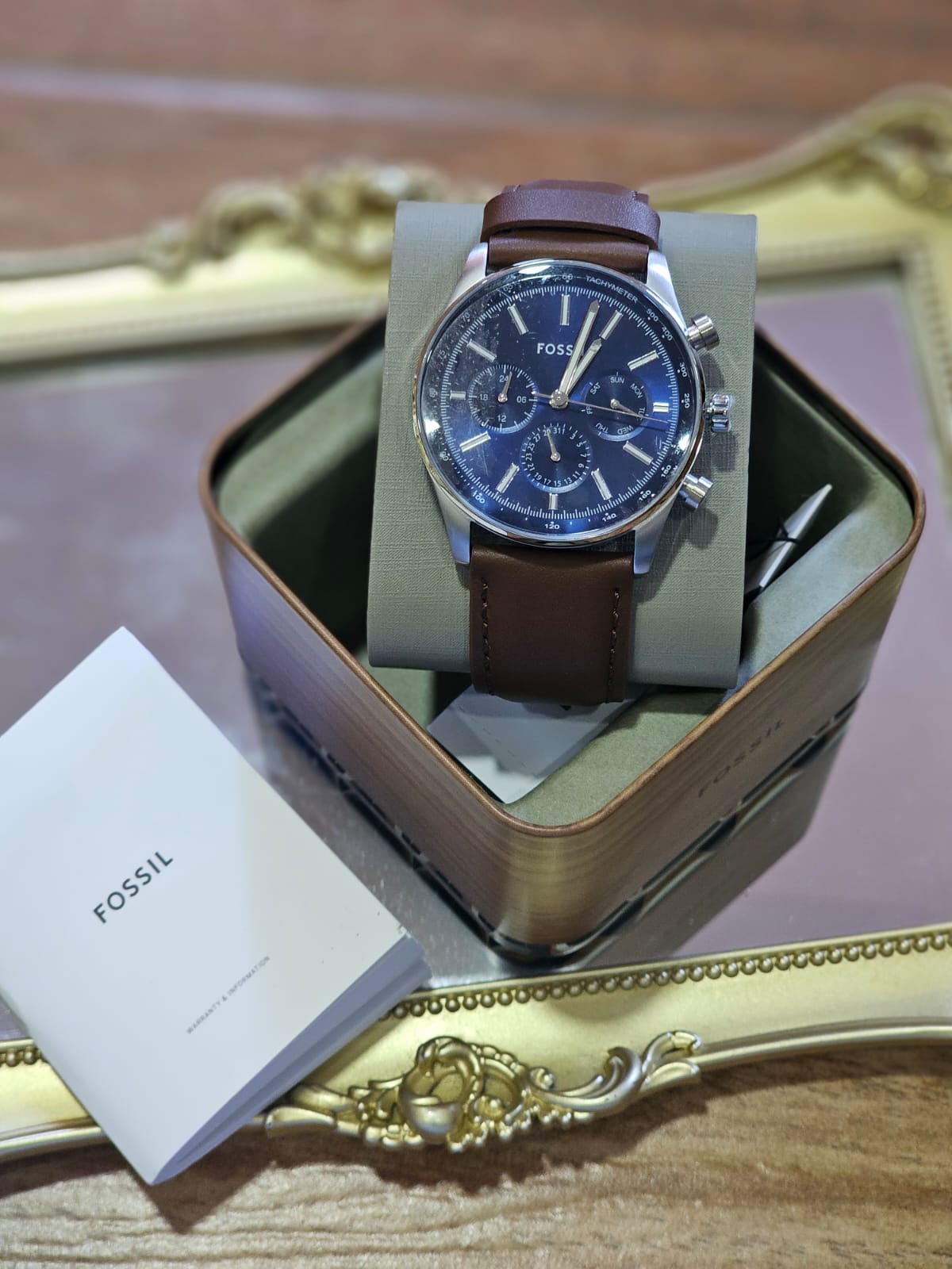 RELOJ FOSSIL BQ2857 FAJA DE CUERO COLOR CAFE PARA HOMBRE