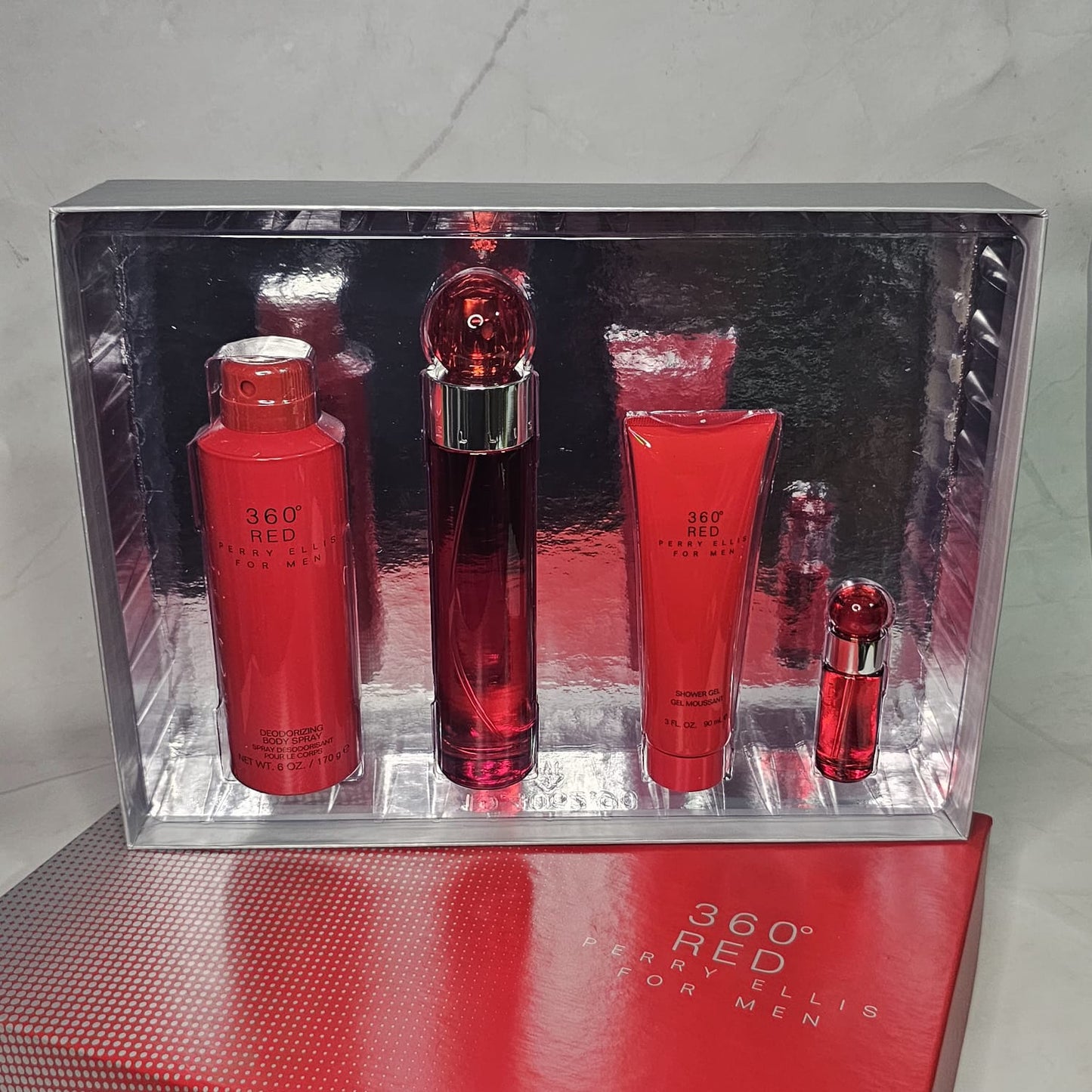 PERRY ELLIS 360 RED MEN  SET DE PERFUMERIA 4 PZAS EDT PARA HOMBRE