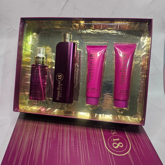 SET PERRY ELLIS 18 ORCHID 4 PIEZAS PARA MUJER
