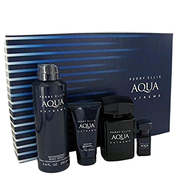 PERRY ELLIS AQUA EXTREME SET DE PERFUMERIA 4 PZAS EDT PARA HOMBRE